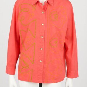 Vintage Times 7 Todd Oldham Pink Embroidered Shirt | Unisex | Boho Y2K Retro